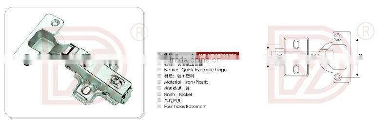 Quick install hydraulic hinge/soft close steel hinge with auto rear