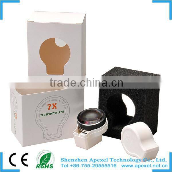 Mobile Phone Camera Lens 7x Telephoto Lens Zoom Lens with Arc Clip for iphone 6/6plus APL-7XST