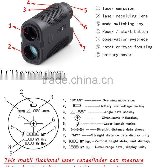 BIJIA 400m Sporting Golf Laser Rangefinder with 6x Magnification - Pinseeking - Focusing Eyepiece