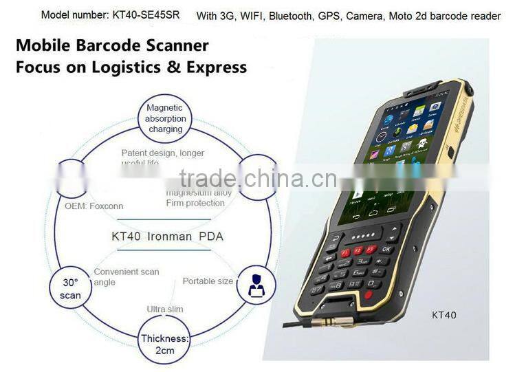 Super 4.0 inch FHD LCD Screen android barcode scanner cheap holder device handheld with 3G wireless