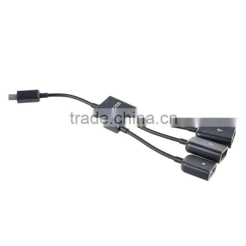 Hot sell 3 in 1 Micro USB OTG Hub Host Cable Adapter with Power Charging for Android Phone&tablet