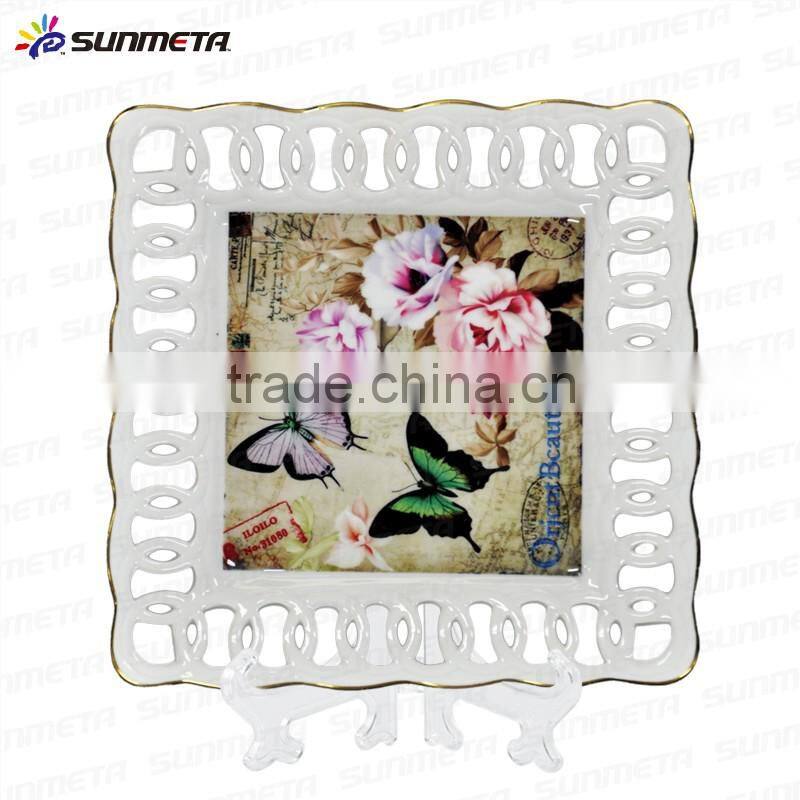 2016 fashion decoration 8" ceramic engraving sulimation plate