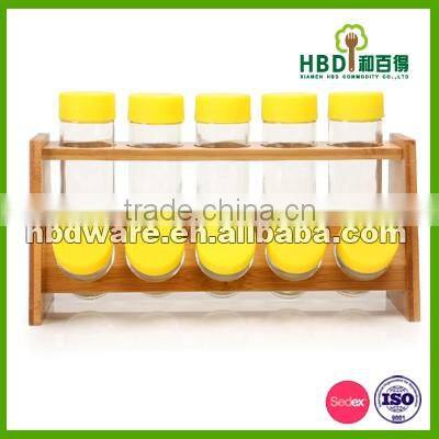 Kitchen glass spice set with rack wholesale