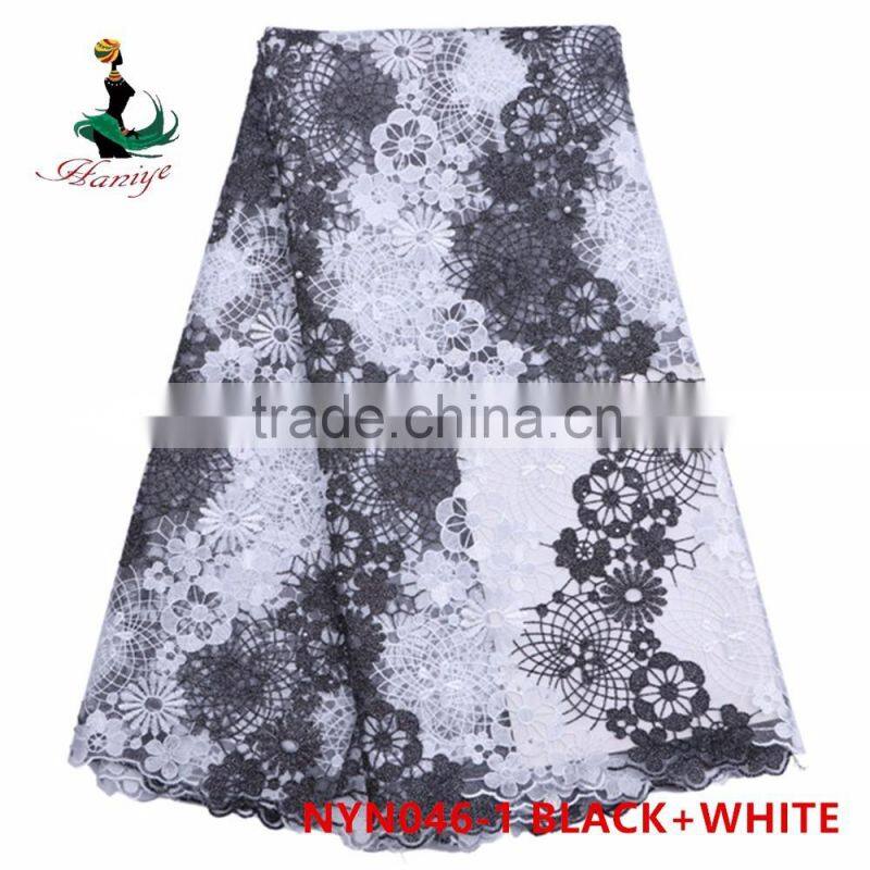 2016 Haniye Fashionable African embroidered net tulle lace fabric/tulle lace fabric/NYN46