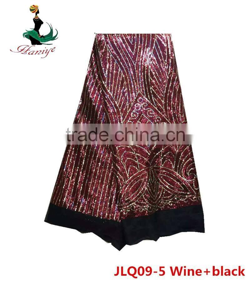 Haniye 2016 Best Price Embroidery French lace / Hot Selling Tulle Lace sequins Fabric /JLQ09-8