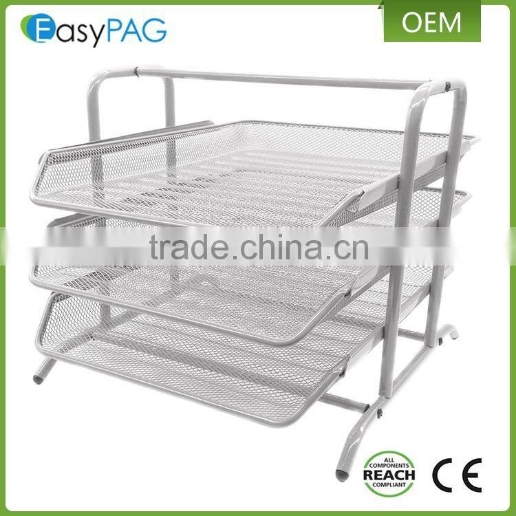 Factory desk design 3 color metal mesh office magazine holder