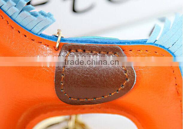 ITANLY style PU pony animals leather keychain with metal keychain keyring