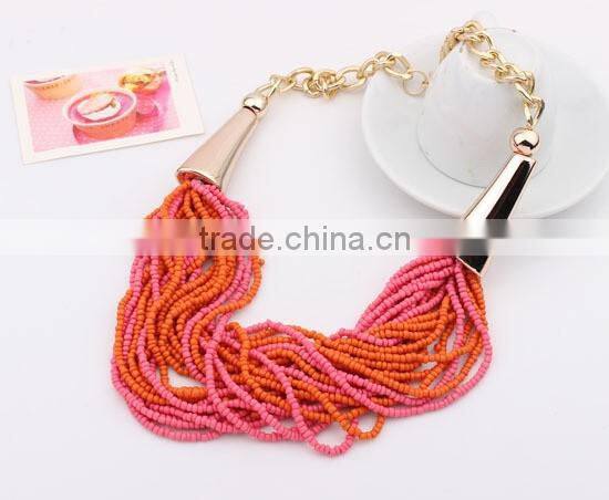 Top Quality 3 Color Beads Chunky Vintage Pendant Statement Necklace Women Necklaces & Pendants Fashion Necklaces for Women 2014