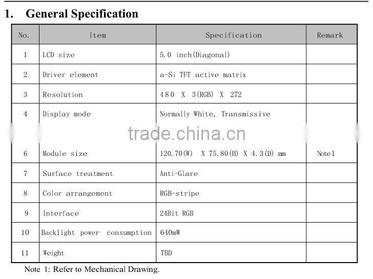 5 inch lcd monitor,5" Car lcd Monitor with 480x272, 5 inch lcd Monitor CCTV