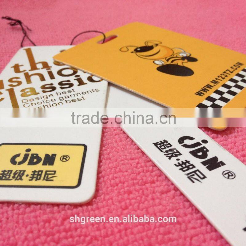 hot stamping silver logo paper swing tag for clothing