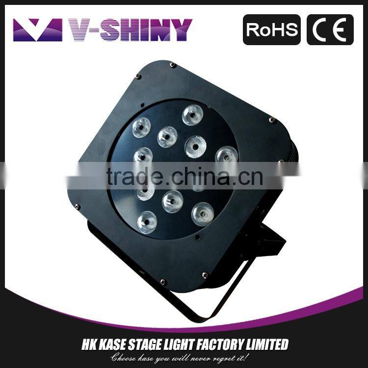 10W12 rgbw stage wireless led flat par can