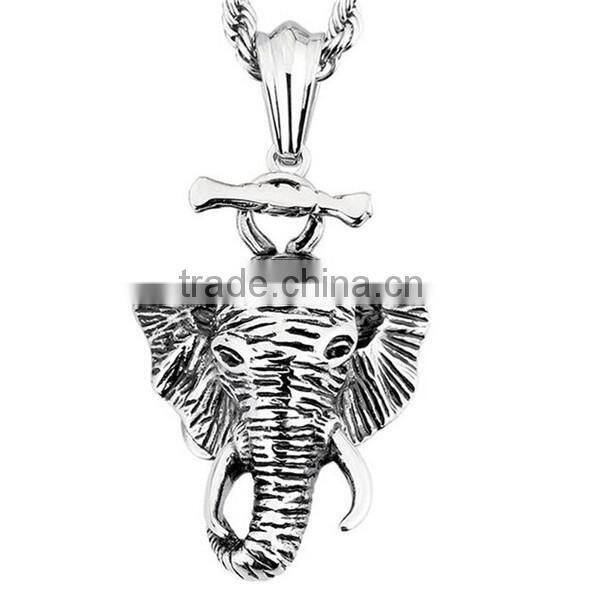 mens punk elephant charm necklace stainless steel cheap casting animal pendant necklace jewelry