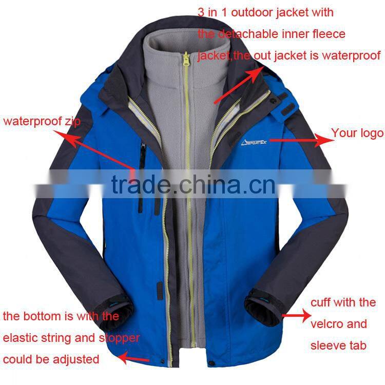 new design 3 in 1 men waterproof anorak