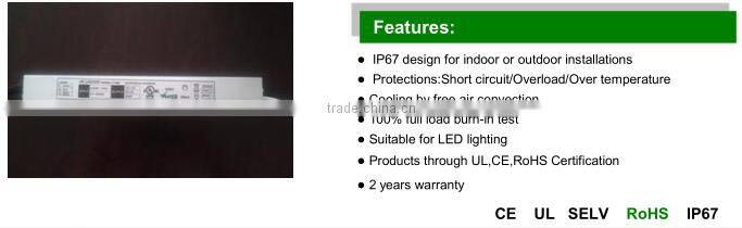 CE ROHs approved slim led driver 12v / 24v 60w grow light power supply