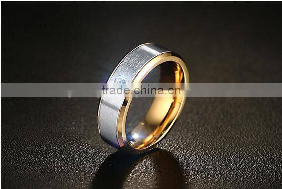 NO MOQ KSF Stainless Steel Matte Ring 6mm Wedding Rings With AAA CZ Stone