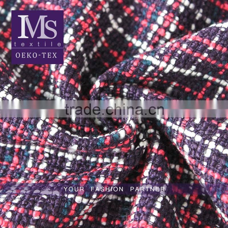 New pattern and hot sells Beautiful plaid wool polyester fabric, wool fabric for overcoat