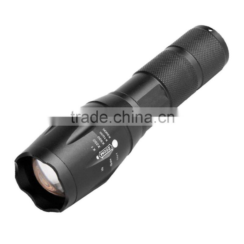 Wholesale electric torch waterproof AAA /18650 battery XML T6 1000lumen tactical zoomable led flashlight