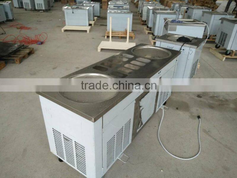 Factory supply 2+10 flat pan Thailand fried ice cream roll machine price