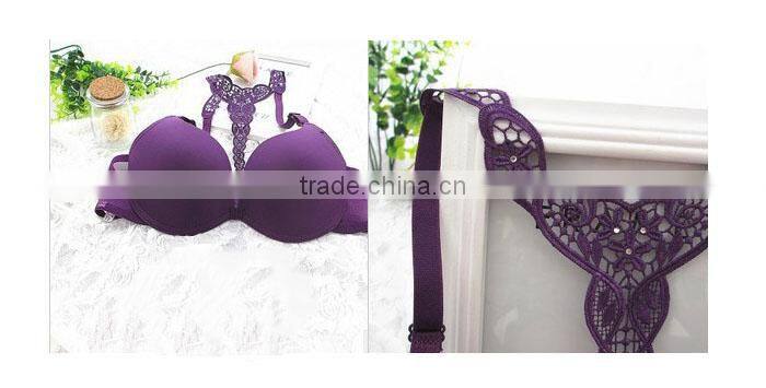 Hot Women Girls New Sexy Front Closure Lace Racer Back Push Up Bra Factory Wholesale