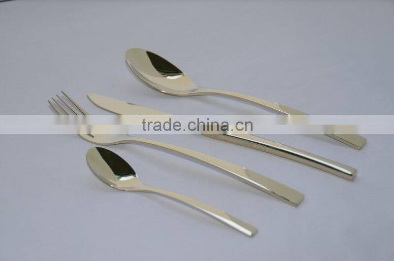 High quality 4 pcs stainless steel cutlery set with pvd coating , rose gold cutlery, stainless steel first horse cookware set