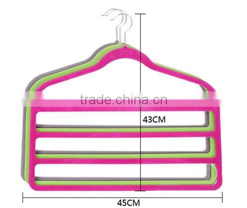 Wholesale products china 4 pack non slip 4 step hanger velvet flocked clothes trouser hanging hangers slim