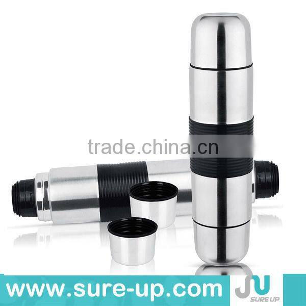 Double cups unbreakable stainless steel vacuum flask juice bottle (FSUR)