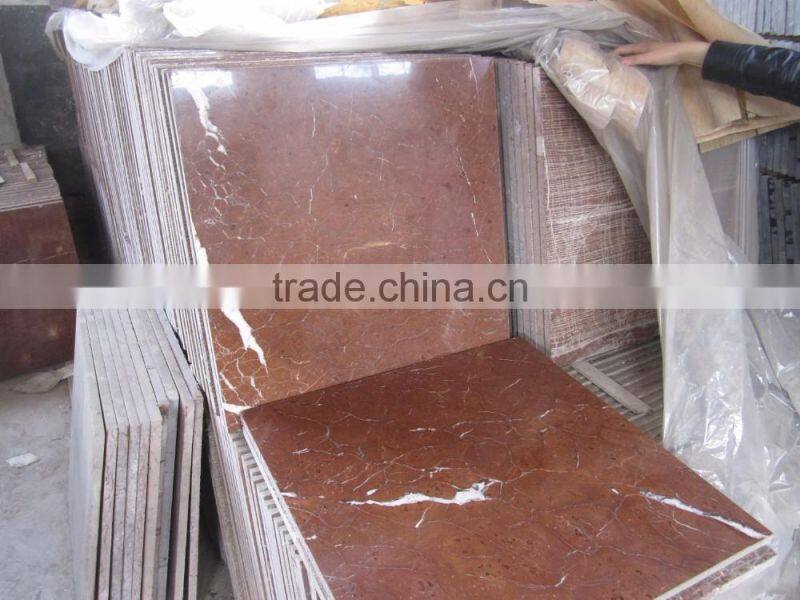 Natural red marble slab with natural vein