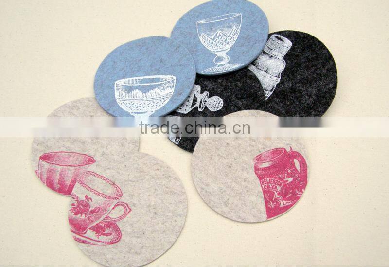Eco Friendly Red Polyester Felt Drink Coaster for Giveaway
