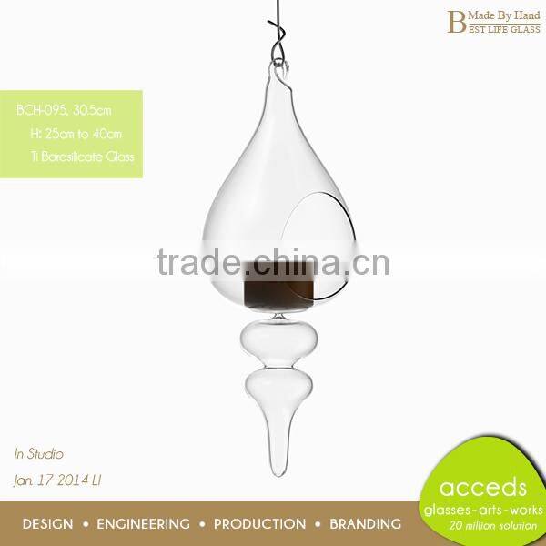 Wholesale Fashional Pyrex Glass Hanging Tea Light Candle Holders