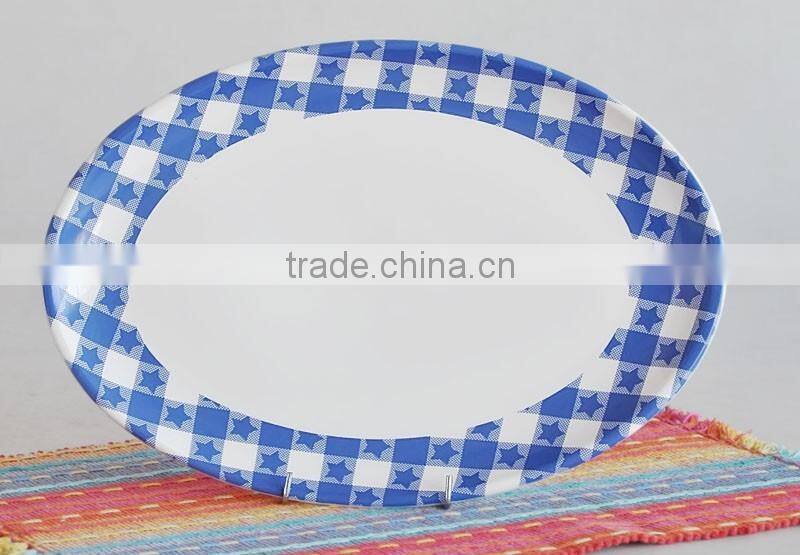 Oval-shape porcelain fish plate