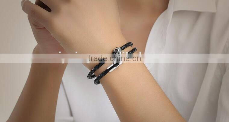 New arrival real leather 2016 Fashion Charm Mens braided Bracelet / woman leather bracelet