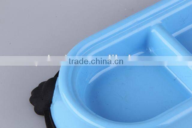 New design Plastic slip-resistant oval pet bowl with rubber bottom/dog bowl