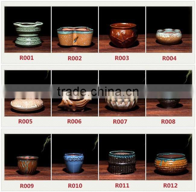 Yixing indoor mini clay flower pots, ceramic cup shaped flower pot