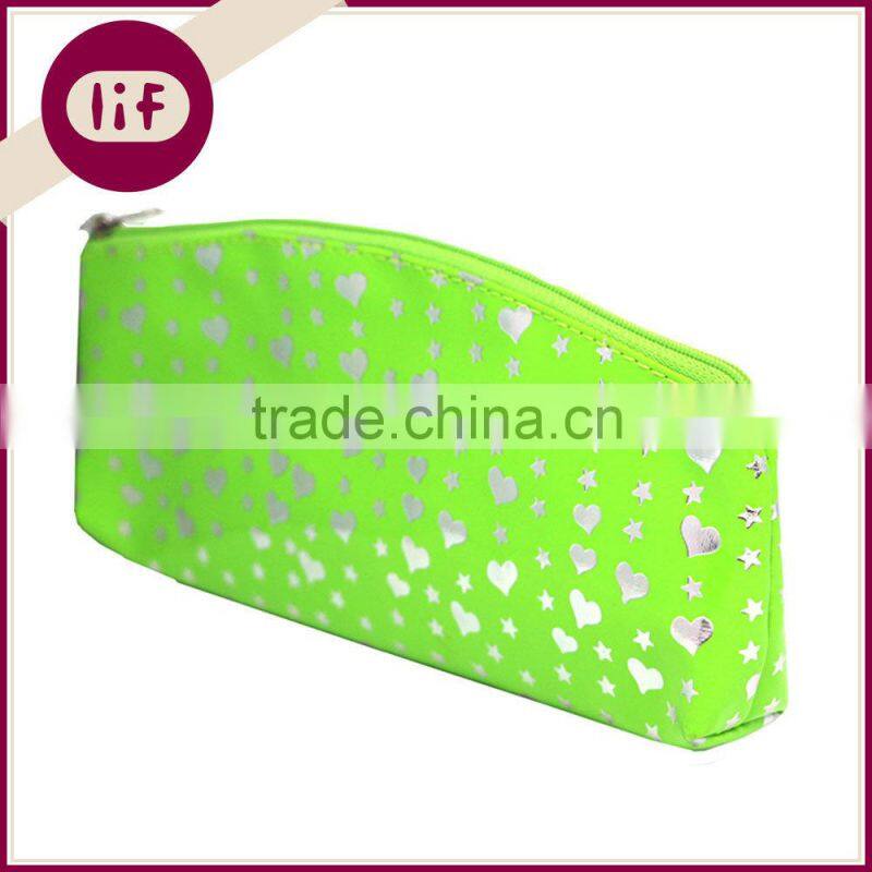 Chic Pencil Case with Heart, Novelty Pencil bag with Heart Printing, Candy Color Pencil Bag with Heart Printing