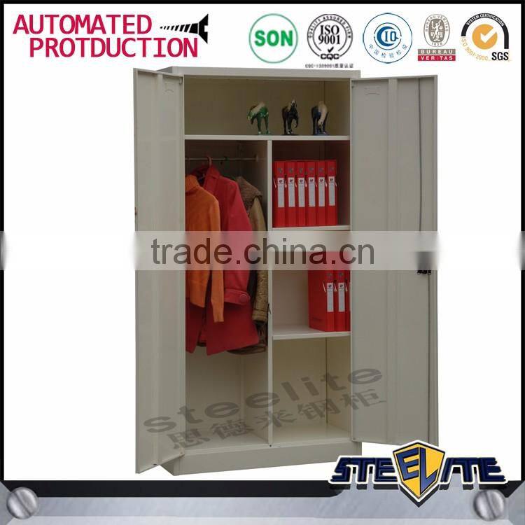 Double open door steel clothes wardrobe closet