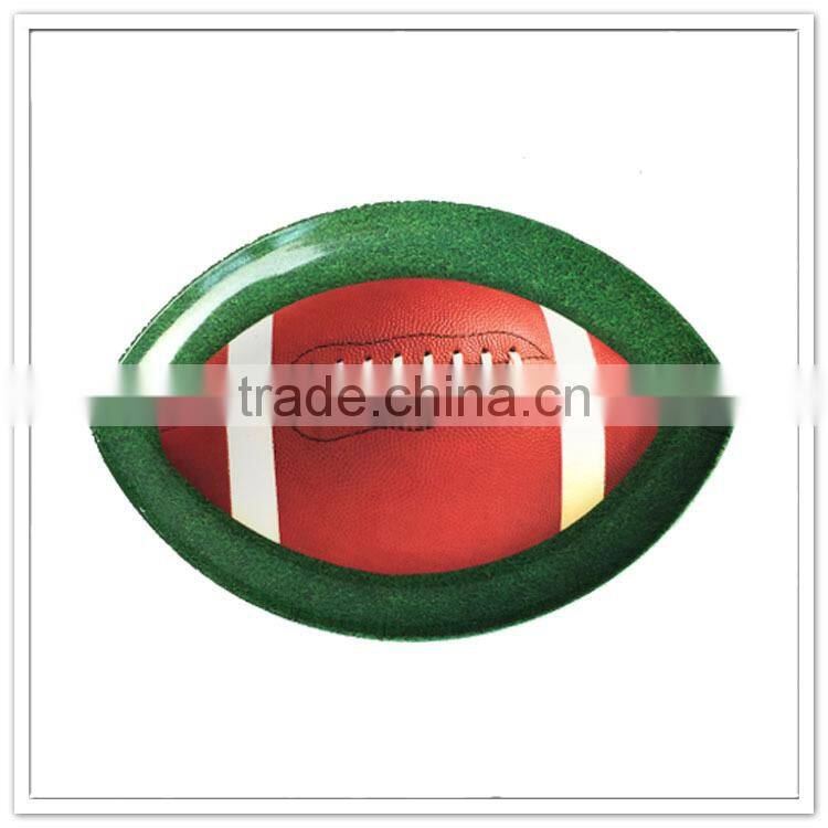 EU certifictated creative rugby shape plastic tray , titan gel minecraft unique melamine tray
