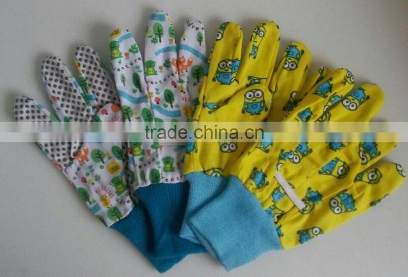 Kids Cotton Gardning Gloves With Mini PVC Dots Palm
