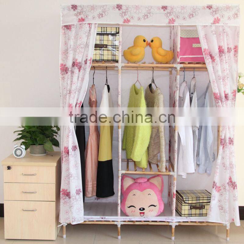 modern style folding fabric solid varnished wood wardrobes