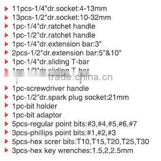52PCS 1/2" & 1/4" SOCKET WRENCH, SOCKET SET, TOOL KIT