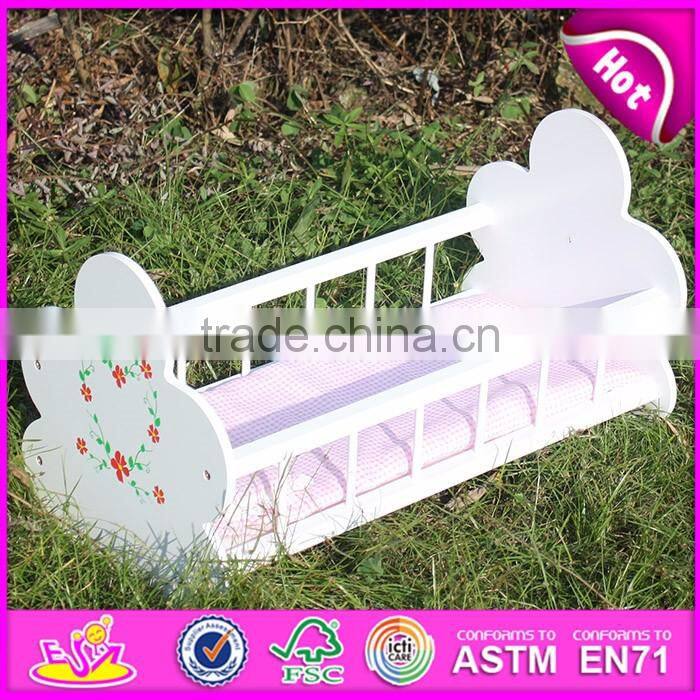 Natural handmade wooden baby doll bed for sale WJ278012A