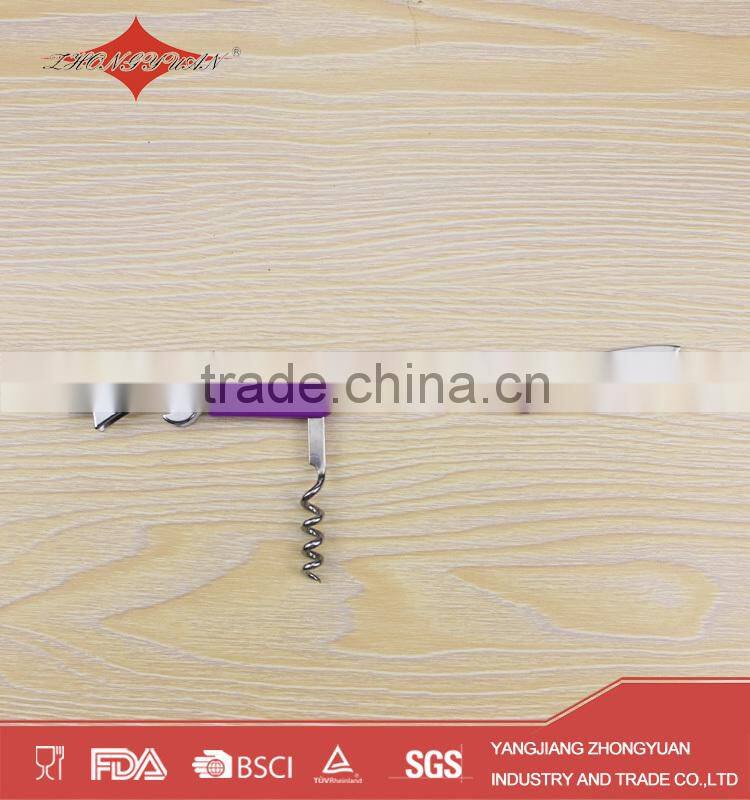 Purple Stainless Steel Wine Corkscrew With Printed Logo