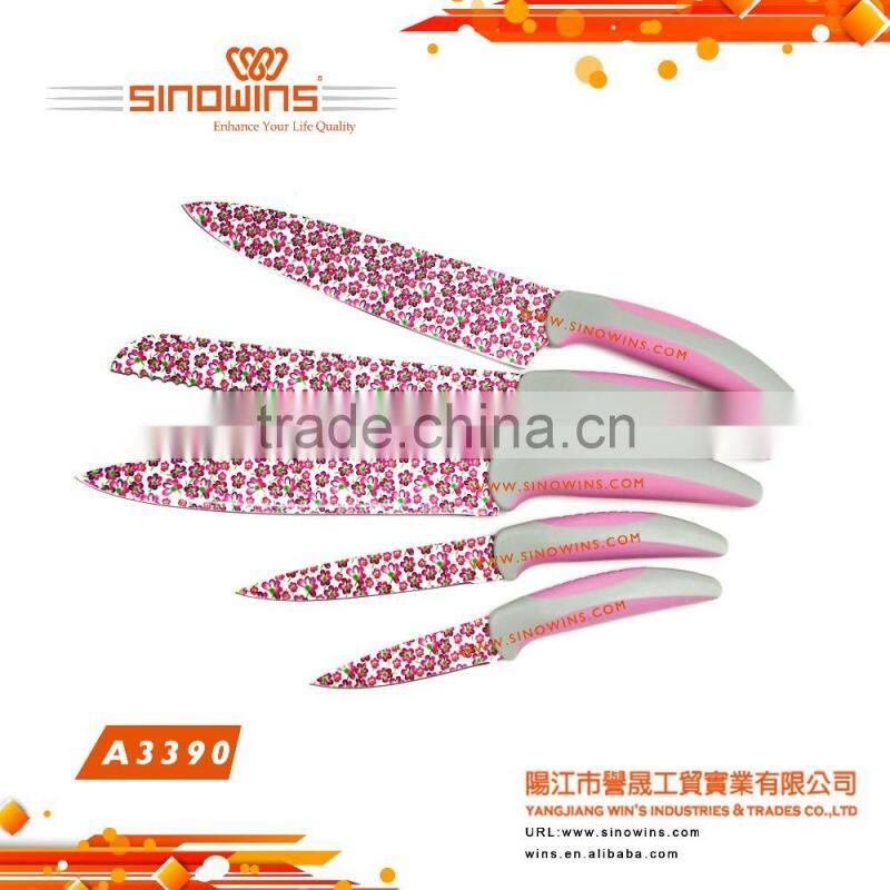 New Design Colorful Blade Stainless Steel Kitchen Knife Set