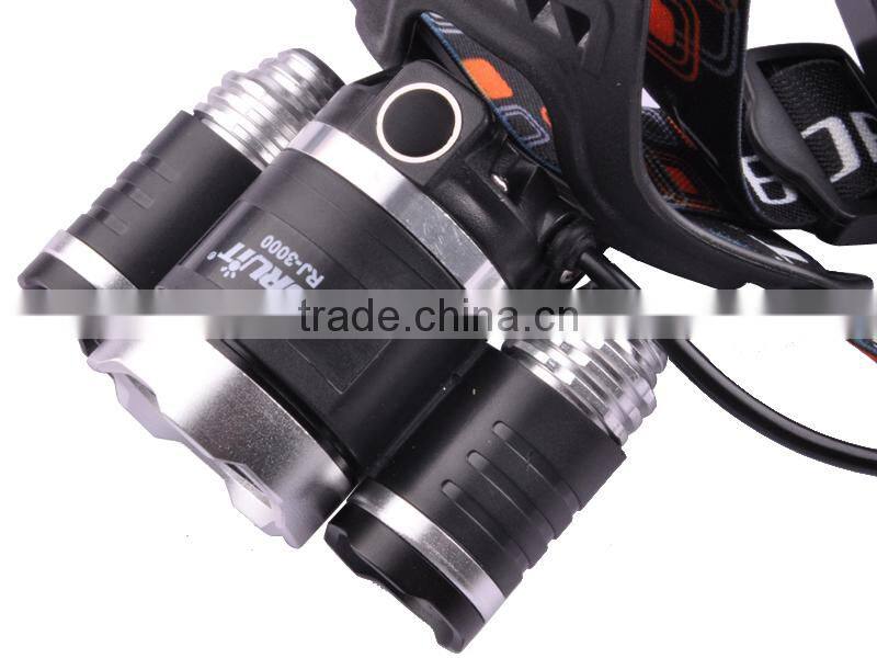 Boruit RJ-3000 3xT6 LED 920Lm 4 Mode High Power Rechargeable Headlamp