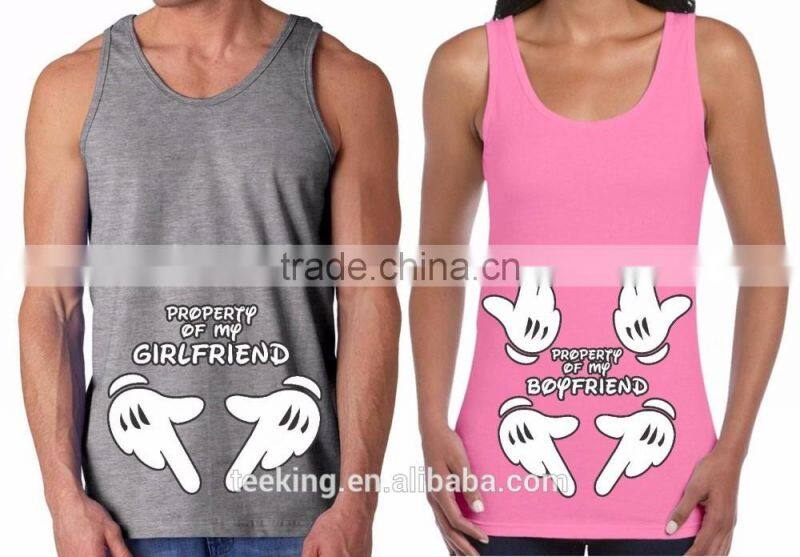 Wholeslae 100% cotton couple tank top with printing logo