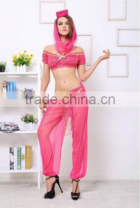 2016 Newest Women's Belly Dancing Sexy Wear with Veil and hat 4pcs sexy Underwear
