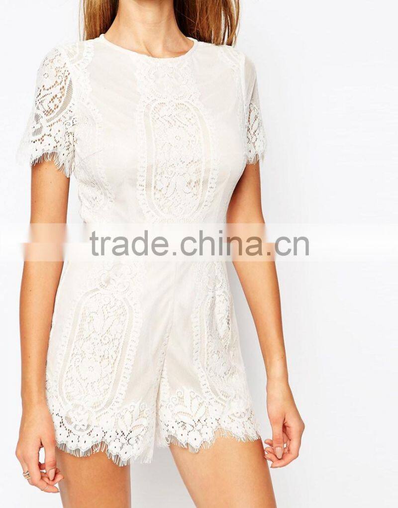 2015 fashionable hot sale OEM customized Eyelash Lace women Romper