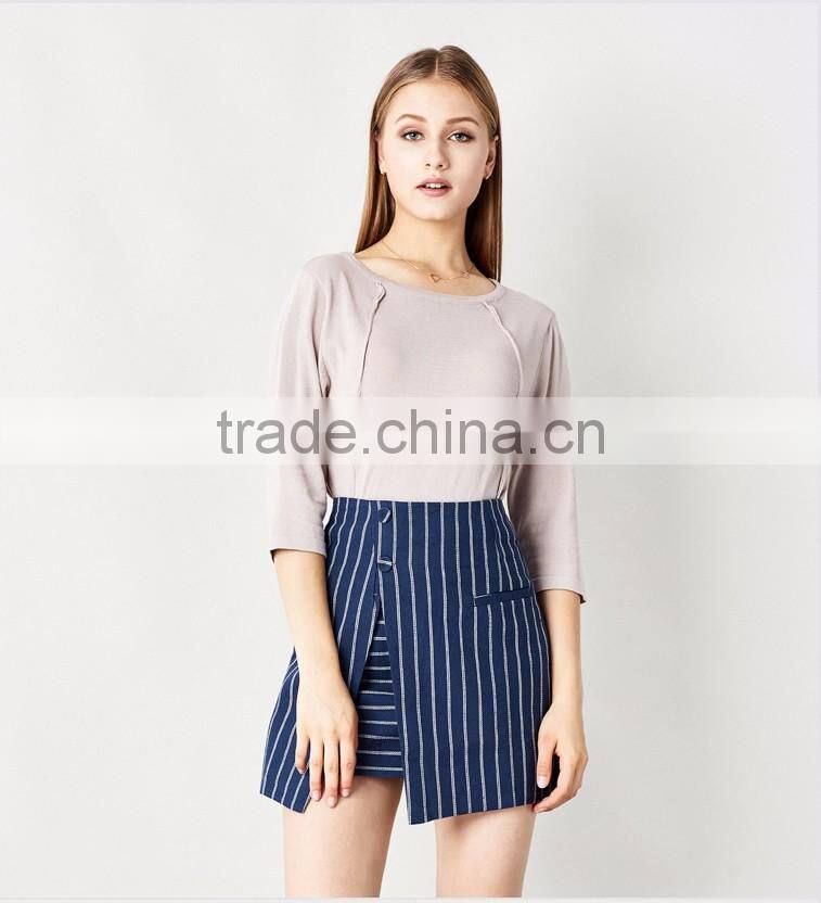 Split design slim fit stripe pattern ladies formal office skirt wear women pictures of a-line skirt
