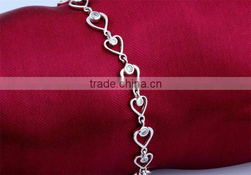 Fashion new design 925 sterling silver heart shape bracelet for Girls