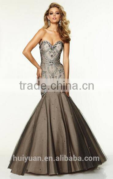 luxurious beaded new designer low cut back trumpet/mermaid winter ball dresses