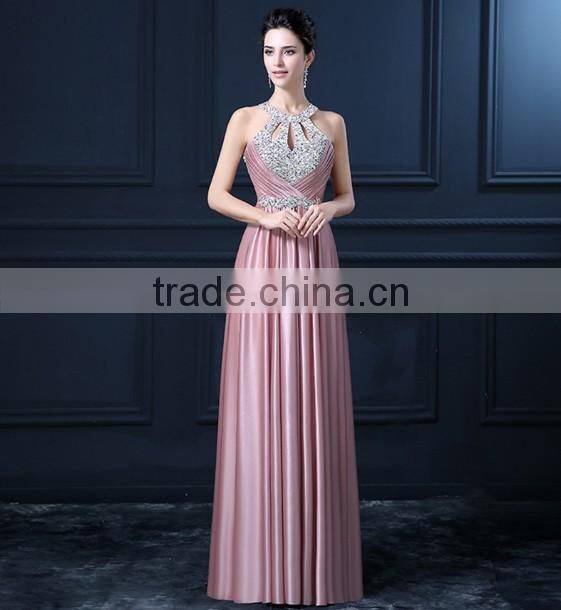 halter neck designer beaded evening brand pretty women dress